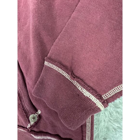 True Religion Mens XXL Maroon Hoodie Jacket Flatlock Zip LA 1956 Captain Graphic - Picture 5 of 15